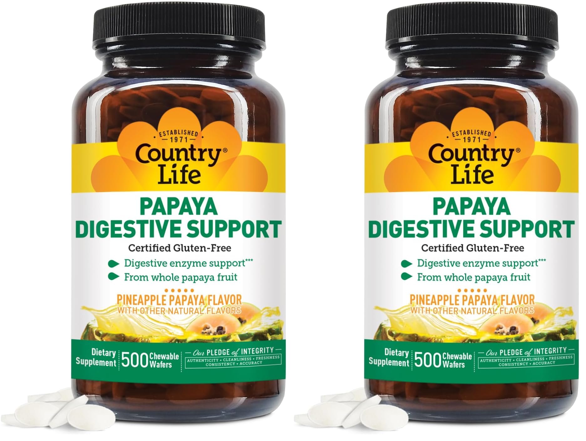 Country Life Papaya Digestive Support Chewable Wafers