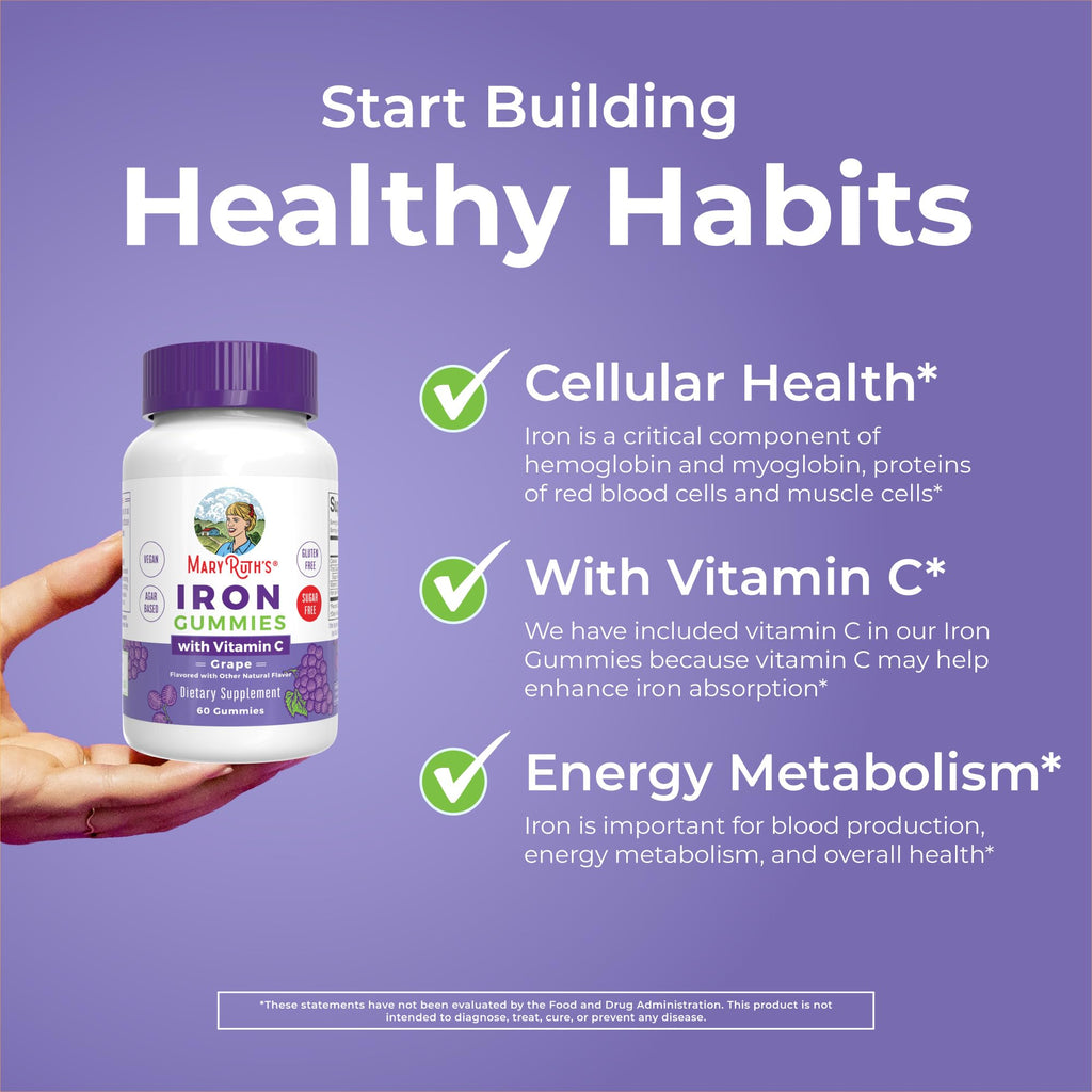 MaryRuth's Iron Gummies with Vitamin C | Vegan Iron Supplement

