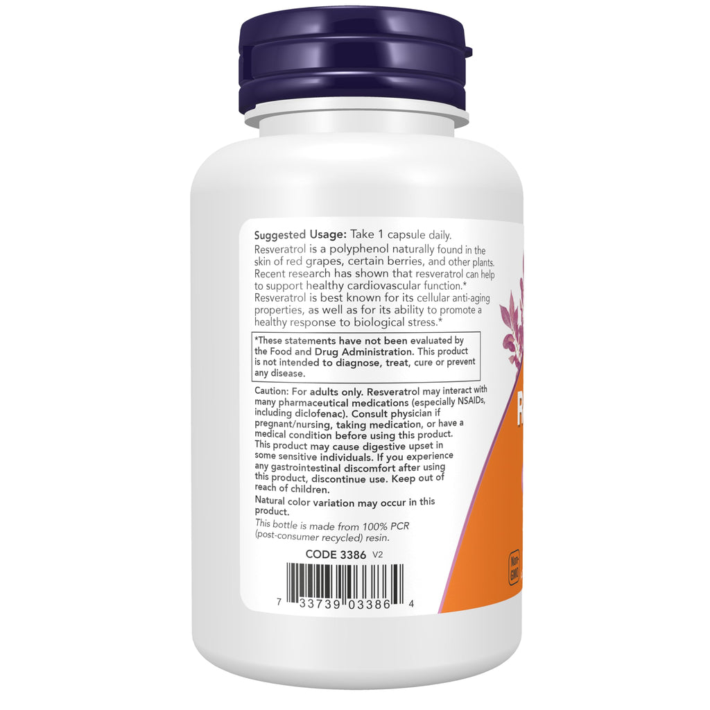 NOW Foods Trans-Resveratrol 350 mg Vegetarian Capsule

