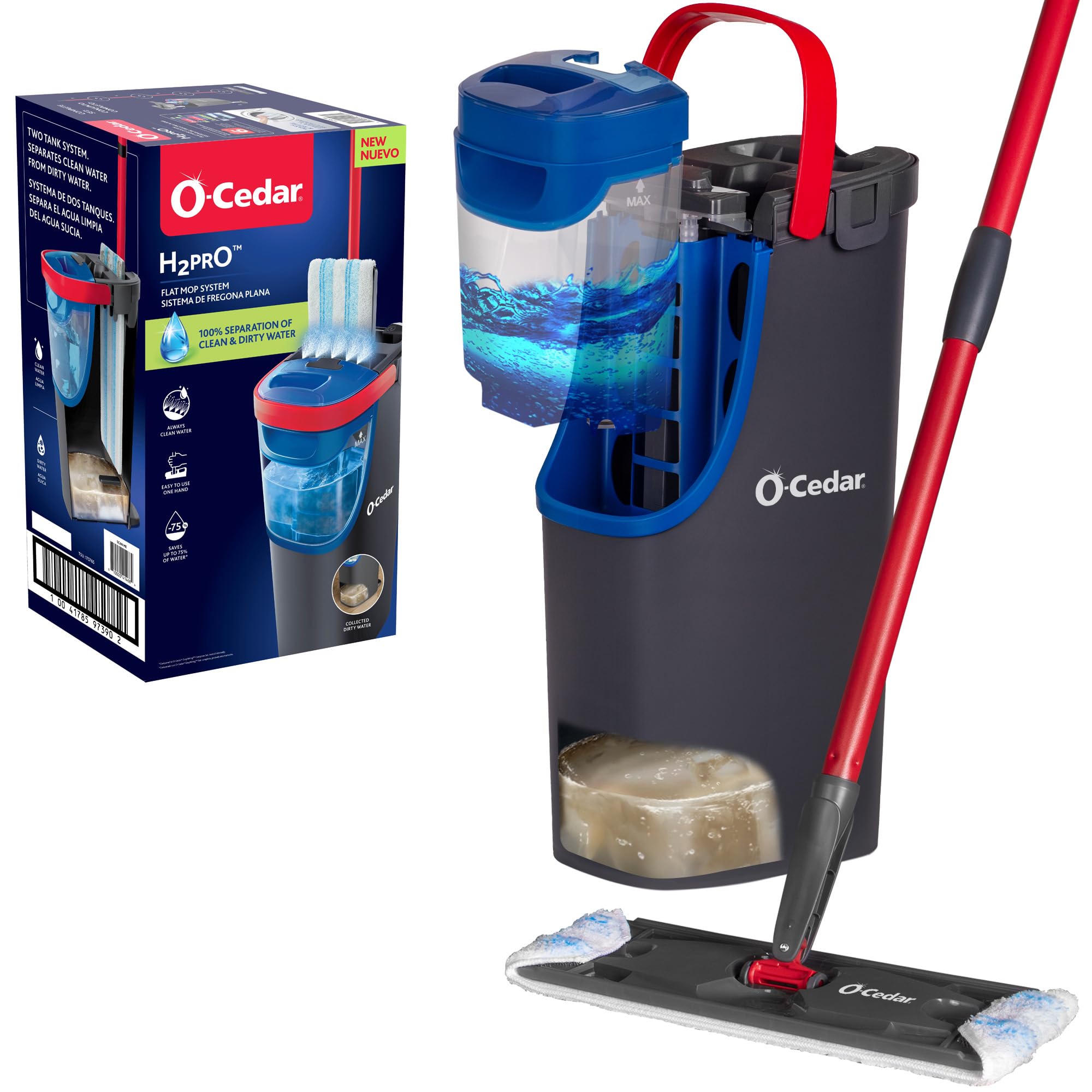 O-Cedar H2prO Flat Mop System Dual-Tank Water

