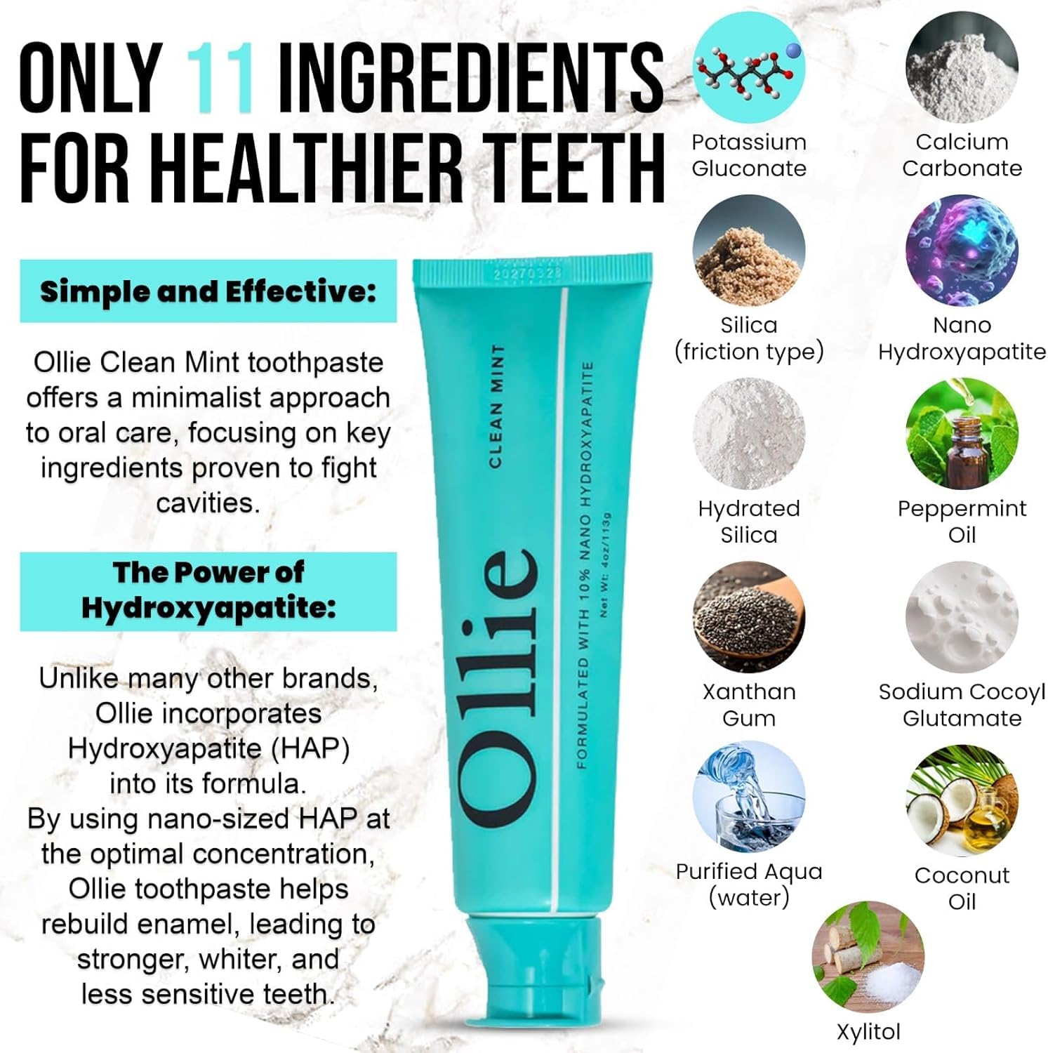 Ollie Nano Hydroxyapatite Toothpaste | Fluoride-Free Enamel

