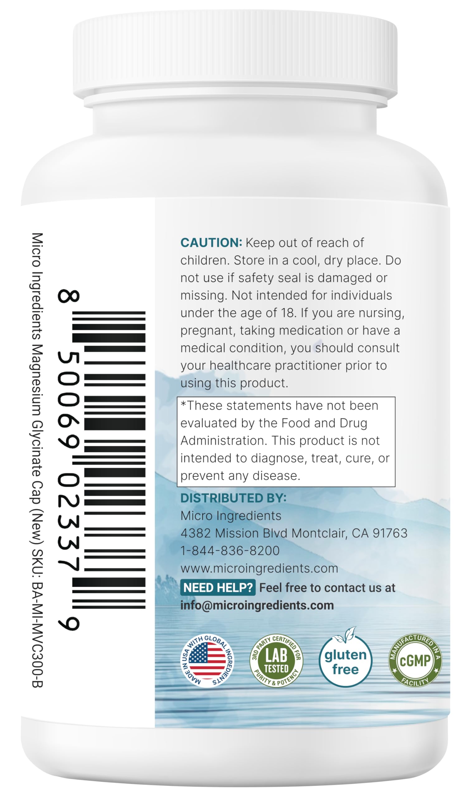 Micro Ingredients Magnesium Glycinate with Vitamin C Non-GMO

