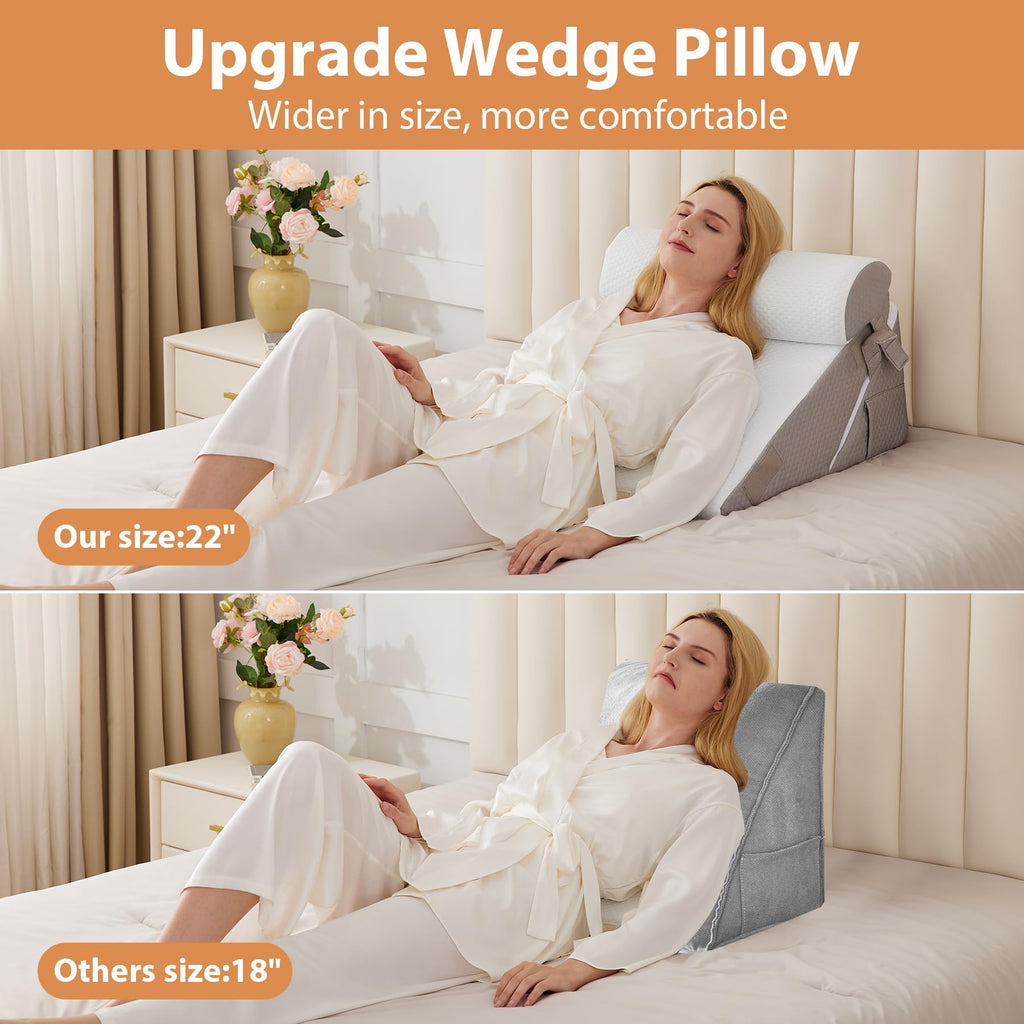 BIEEZZK Wedge Pillow Set for After Surgery & Acid Reflux

