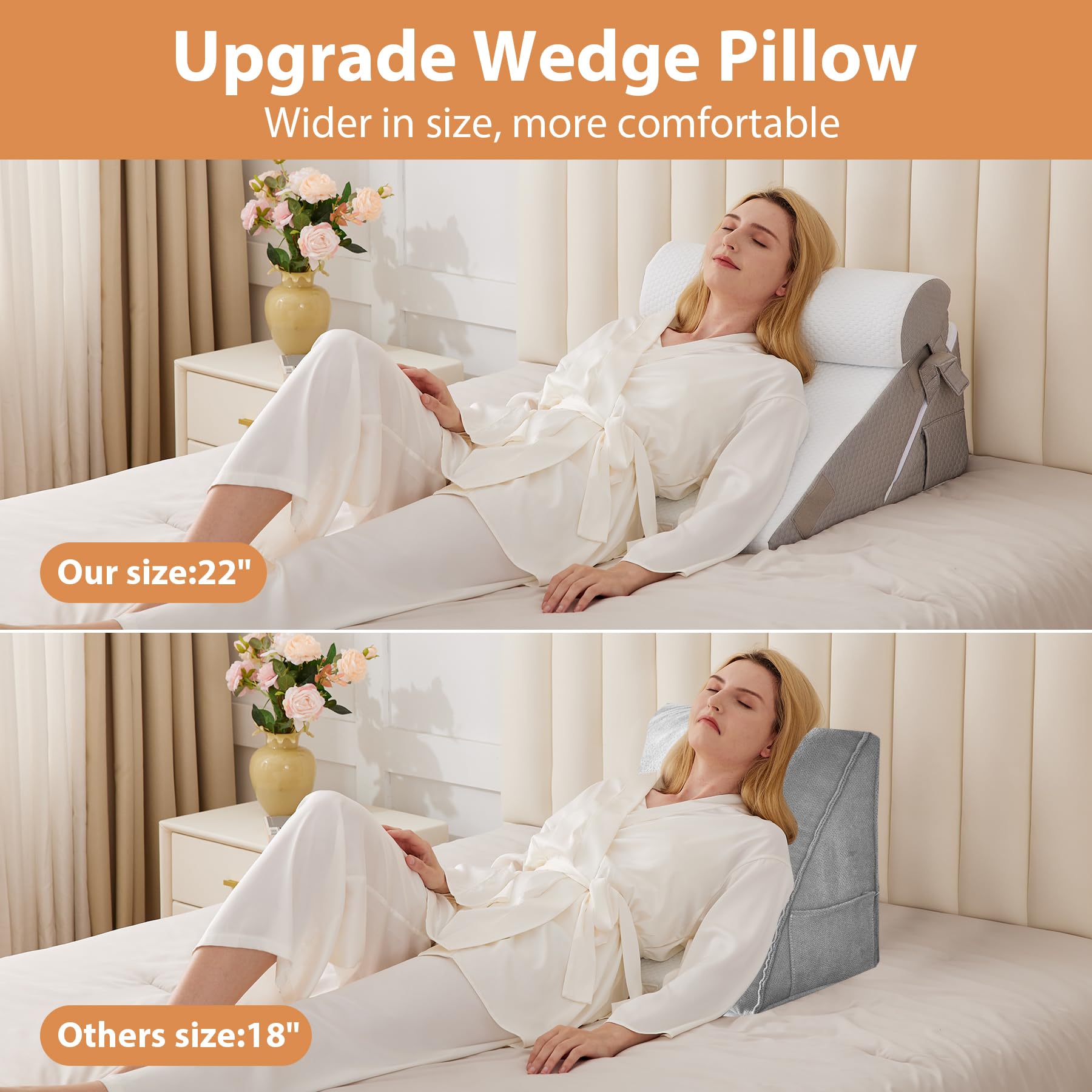 BIEEZZK Wedge Pillow Set for After Surgery & Acid Reflux

