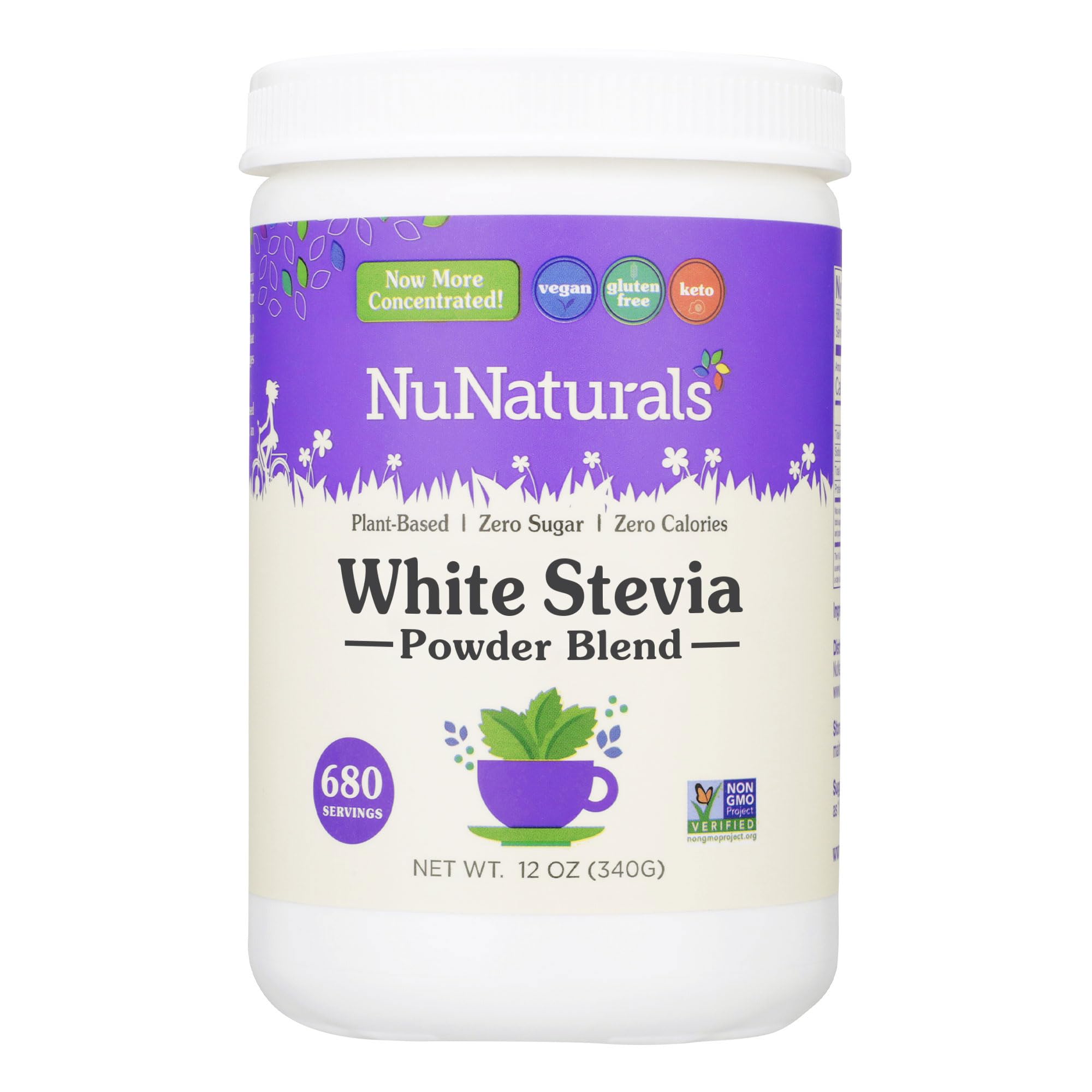 NuNaturals White Stevia Powder Blend Zero Calorie

