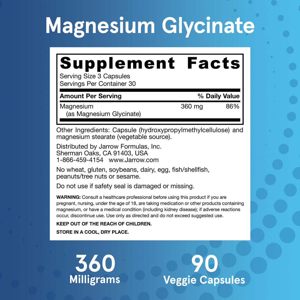 Jarrow Formulas Magnesium Glycinate Veggie Capsules 360 mg

