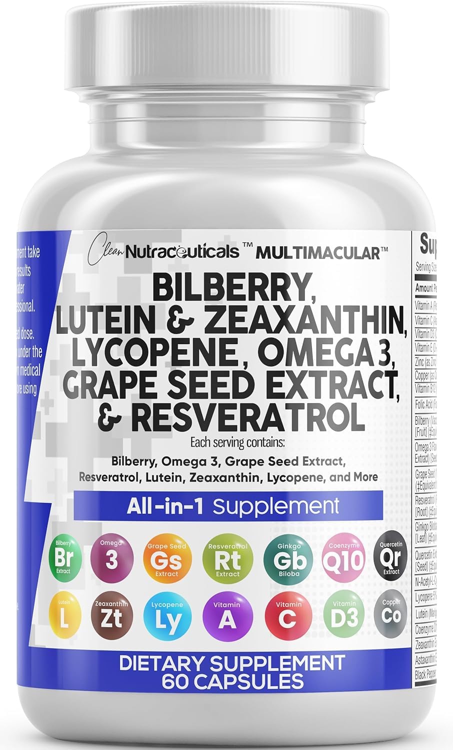 Clean Nutra Eye Vitamins with Bilberry Lutein and Zeaxanthin

