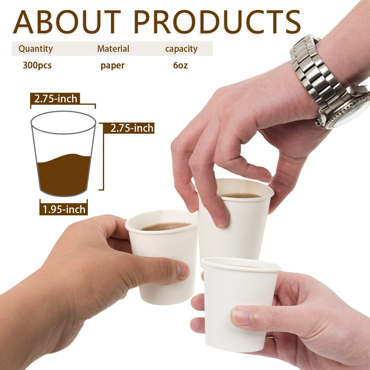 Vumdua Disposable Paper Cups for Hot and Cold Beverages


