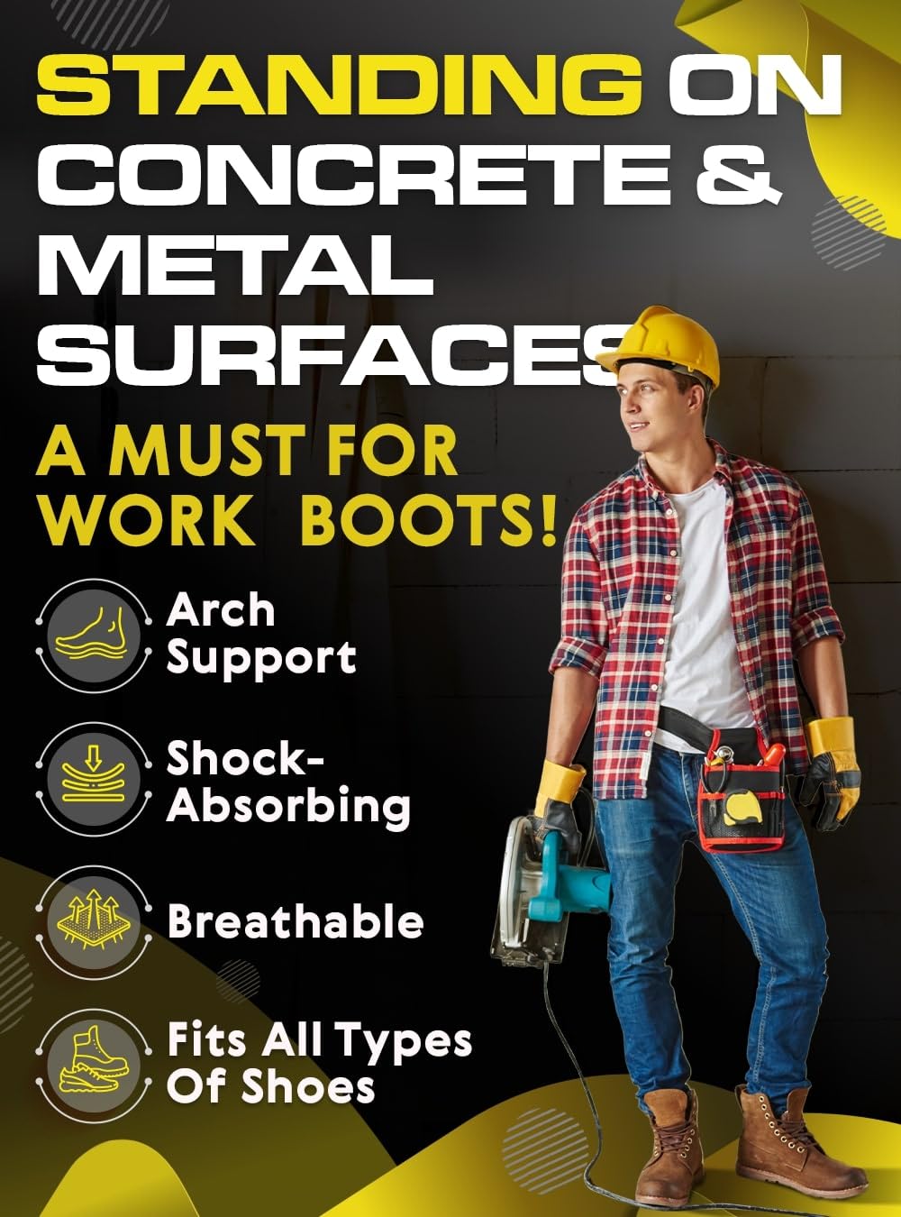 CRUVHEAL Work Orthotic Insoles with Arch Support

