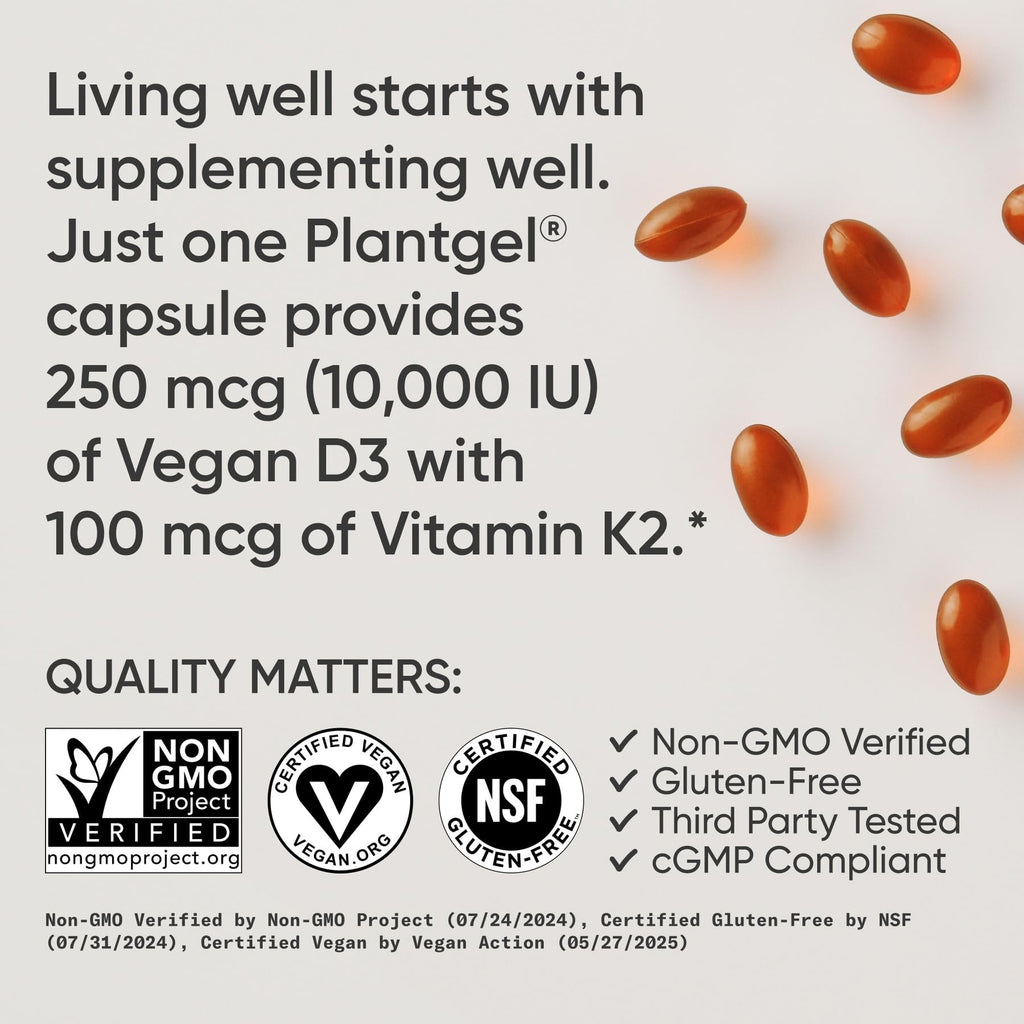 Sports Research Vitamin D3 + K2 Plant-Based D3 + MK-7

