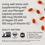 Sports Research Vitamin D3 + K2 Plant-Based D3 + MK-7

