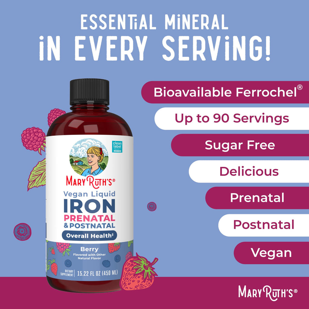MaryRuth’s Prenatal Iron Liquid | Ferrochel Bioavailable Iron


