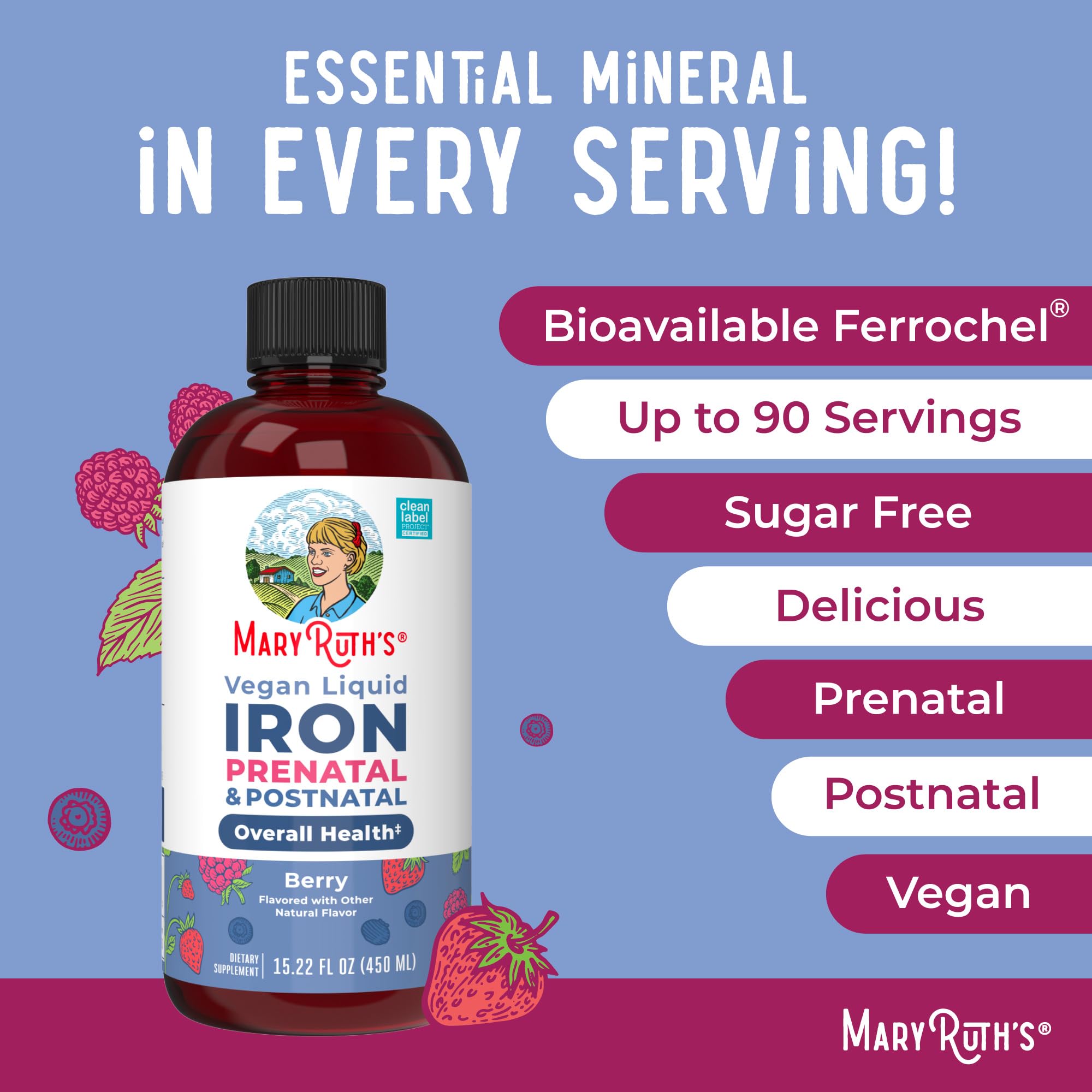 MaryRuth’s Prenatal Iron Liquid | Ferrochel Bioavailable Iron

