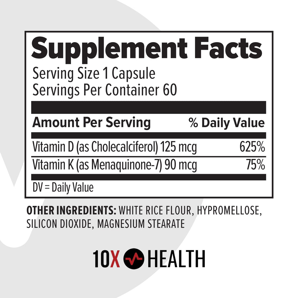 Vitamin D and K Supplement by 10X Health

