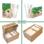 Compostable Plastic-Free Utensils Set – Forks Spoons Knives

