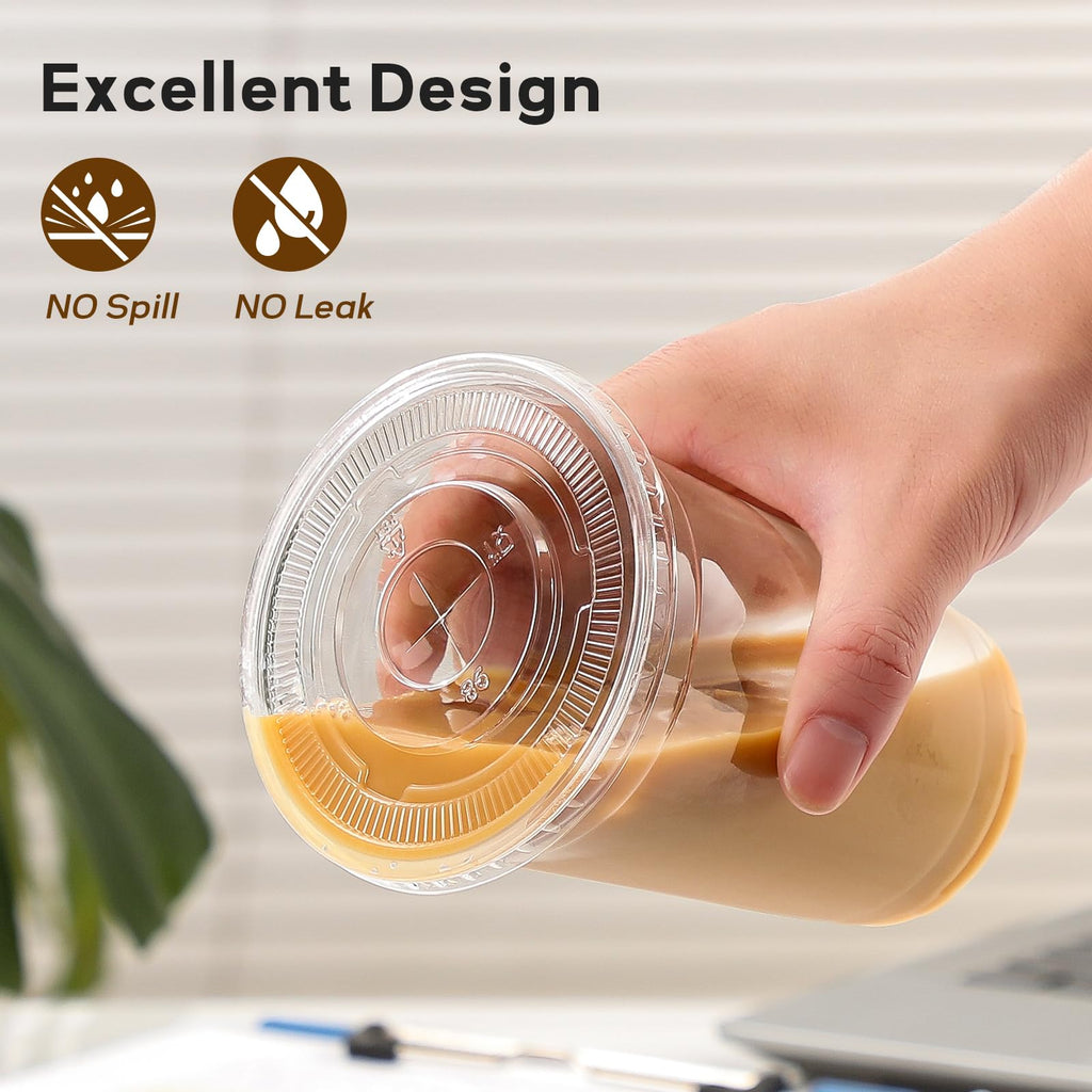 AOZITA Clear Plastic Cups with Lids and Straws - BPA-Free

