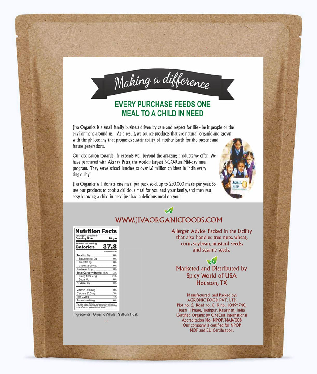 Psyllium Husk Isabgol by Jiva Organics - Organic Non-GMO

