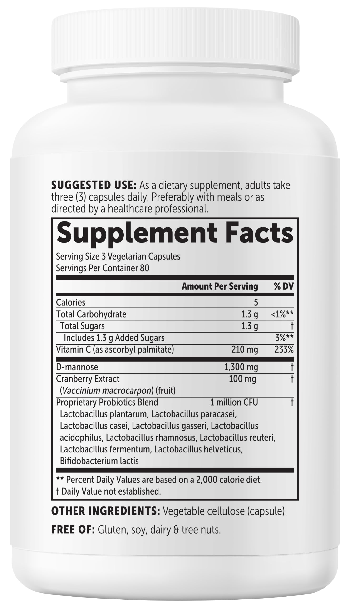 Micro Ingredients D Mannose Capsules Cranberry & Probiotics

