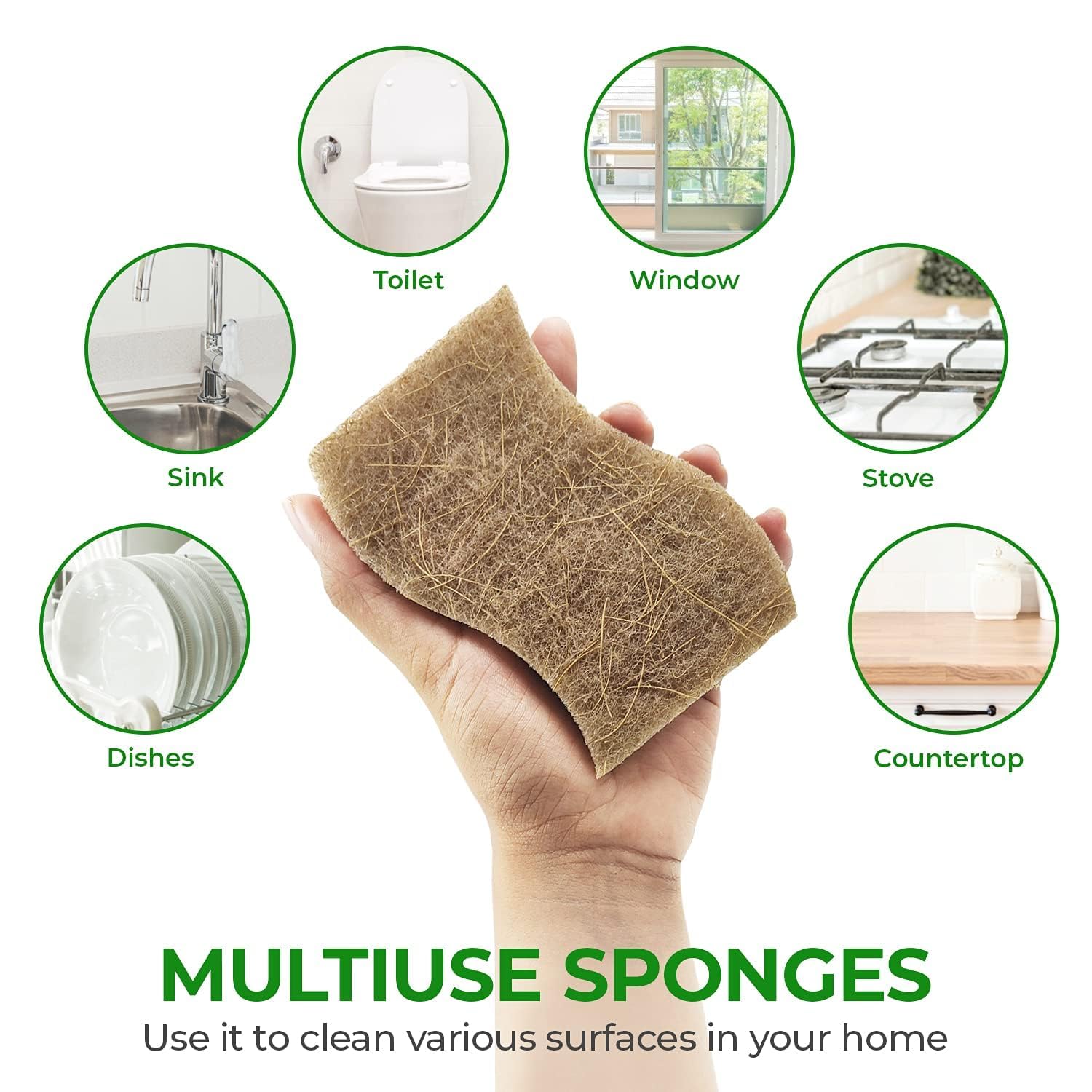 AIRNEX Natural Kitchen Sponges - Biodegradable Cellulose

