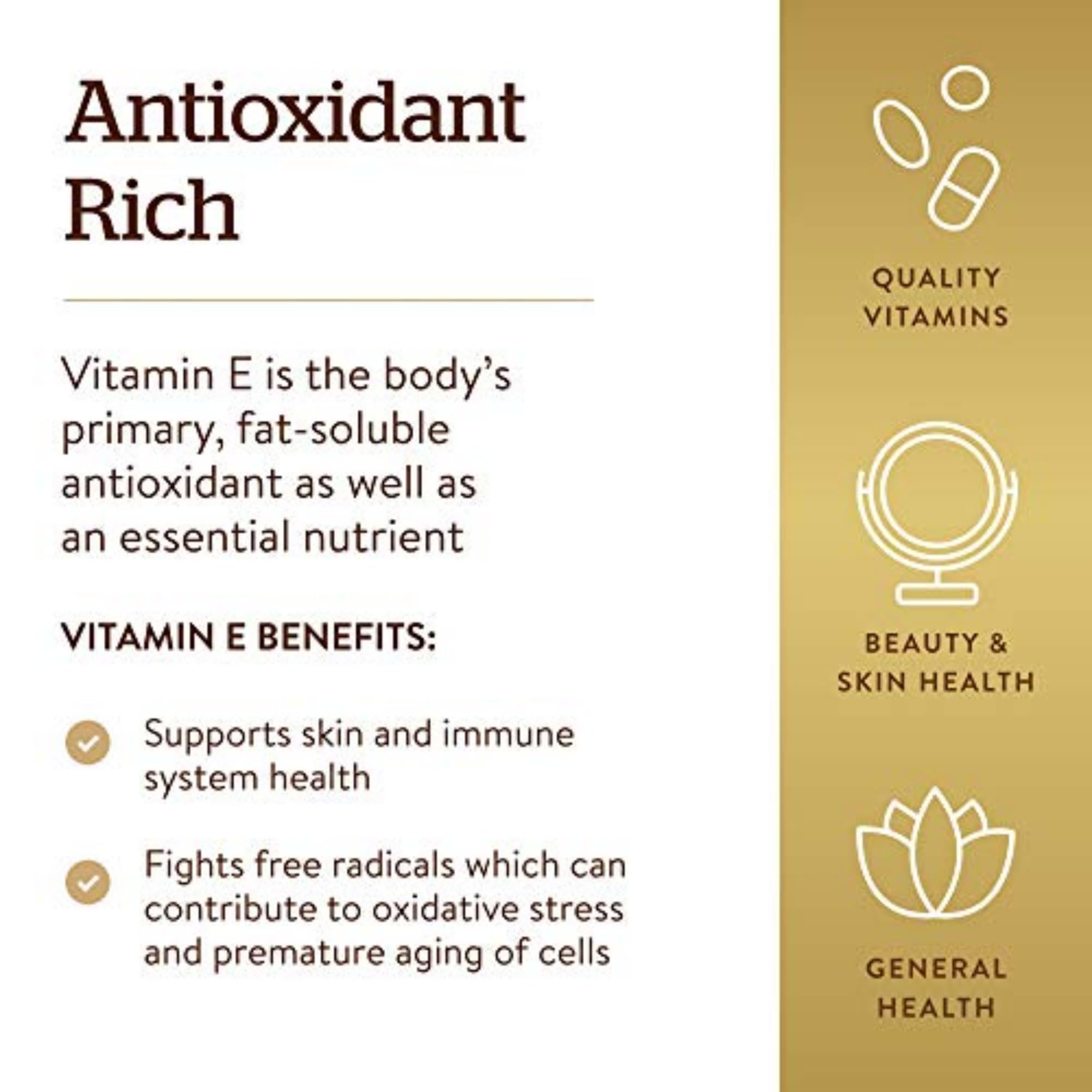 Solgar Vitamin E Softgels 400 IU Natural Antioxidant

