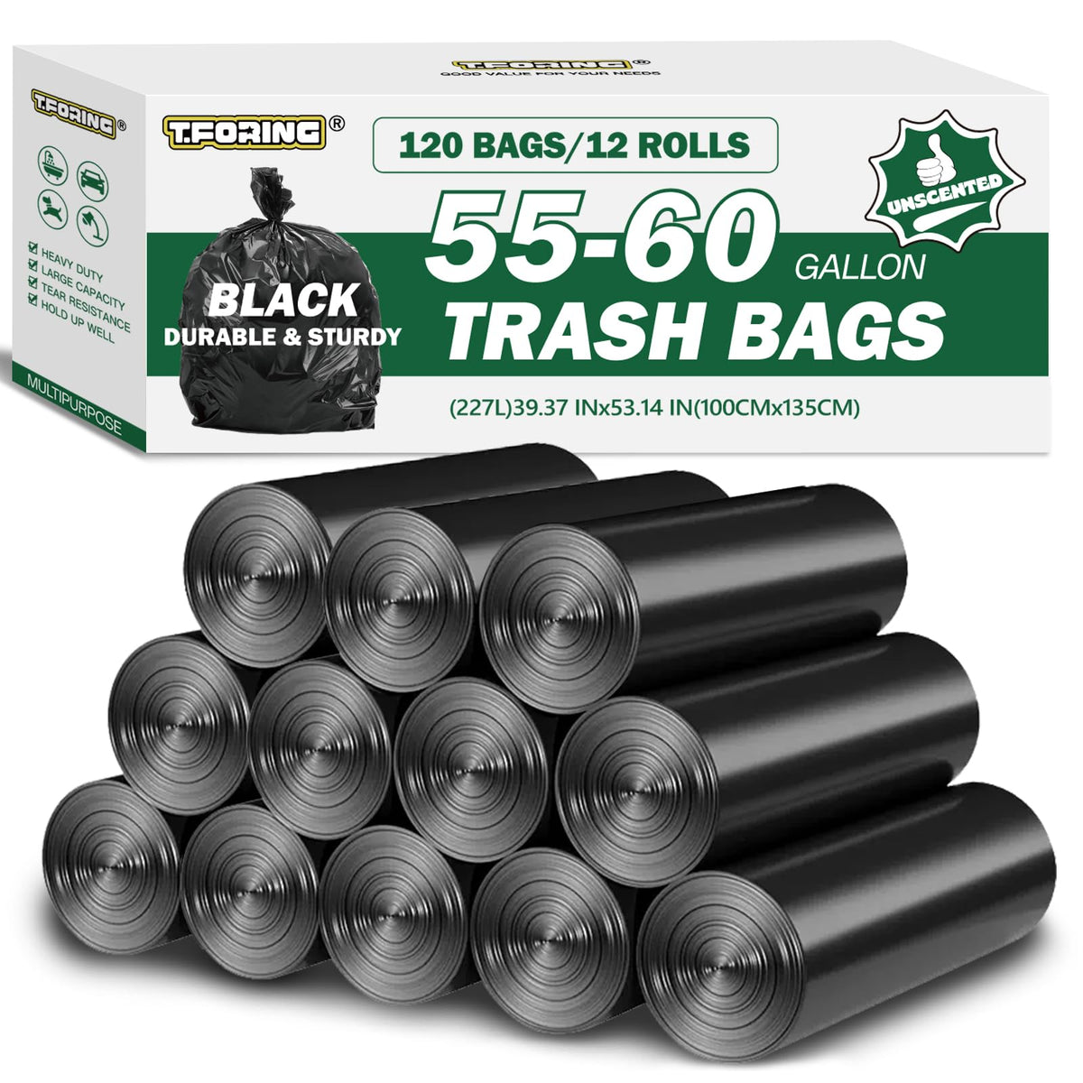 TFORING Heavy Duty Trash Bags for Commercial Use