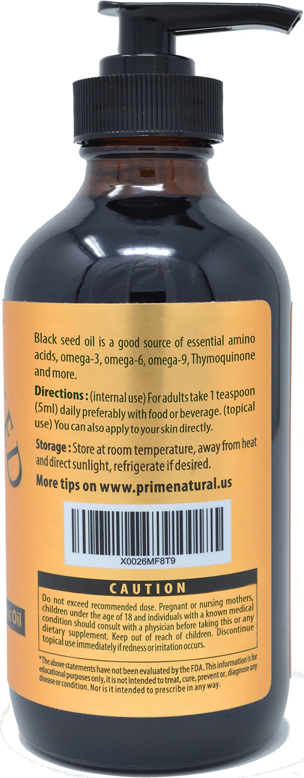 Prime Natural Organic Black Seed Oil - Cold Pressed

