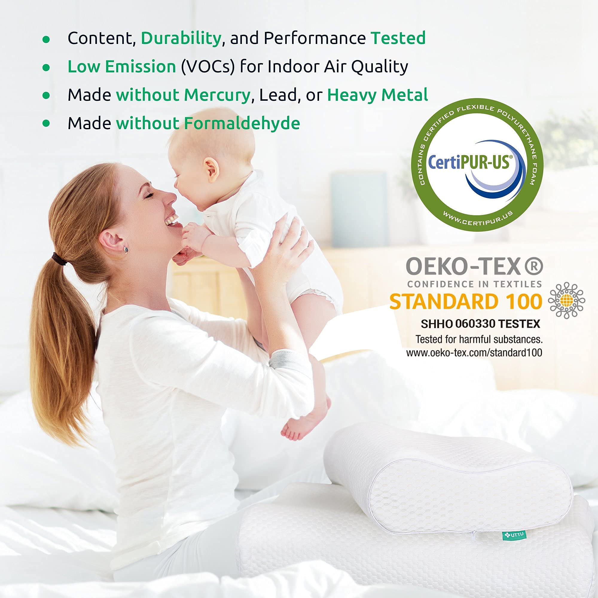 UTTU Cervical Pillow for Neck Pain Relief - Adjustable Foam

