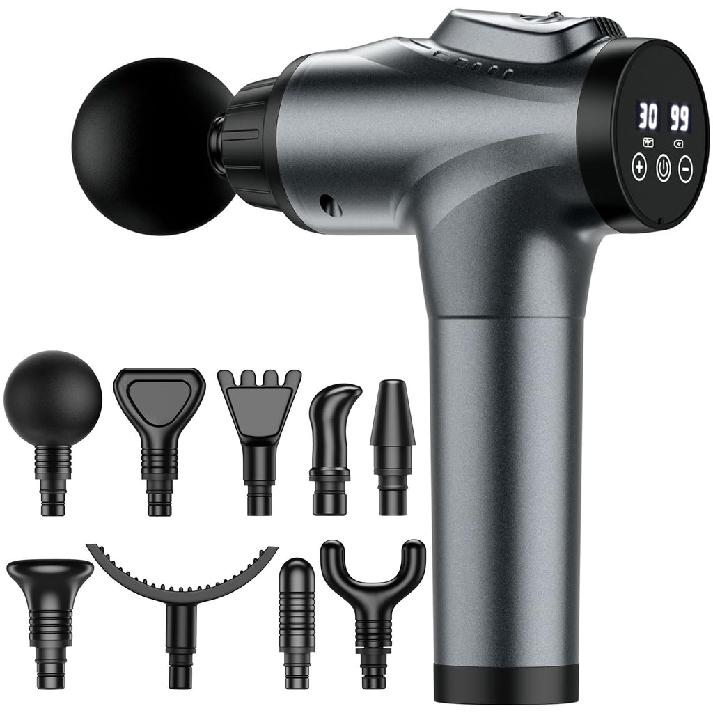 APHERMA Massage Gun - Handheld Deep Tissue Percussion Massager, 30-Speed Levels, 9 Heads