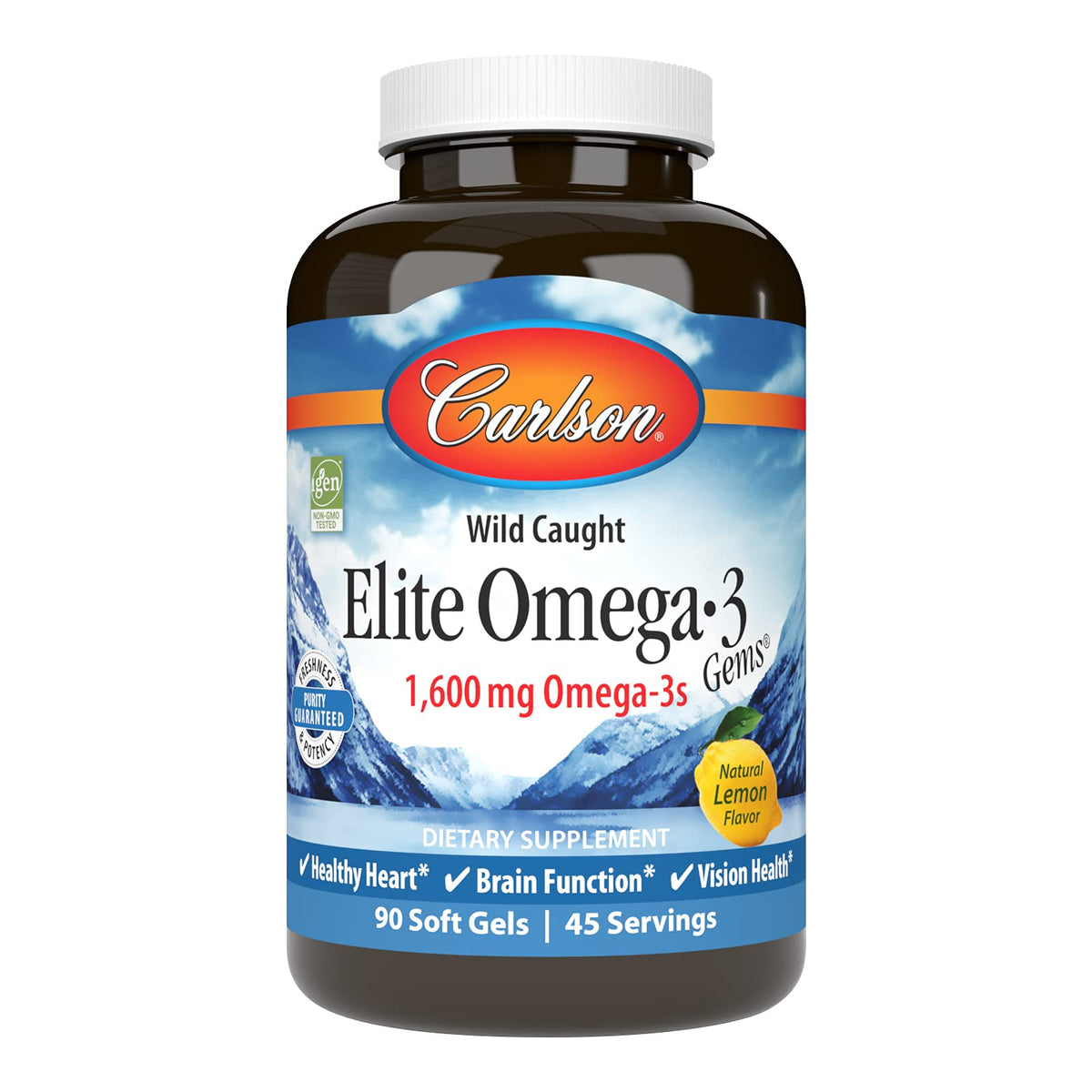 Carlson Elite Omega-3 Gems 1600 mg Norwegian Wild-Caught Fish Oil - Lemon Flavor
