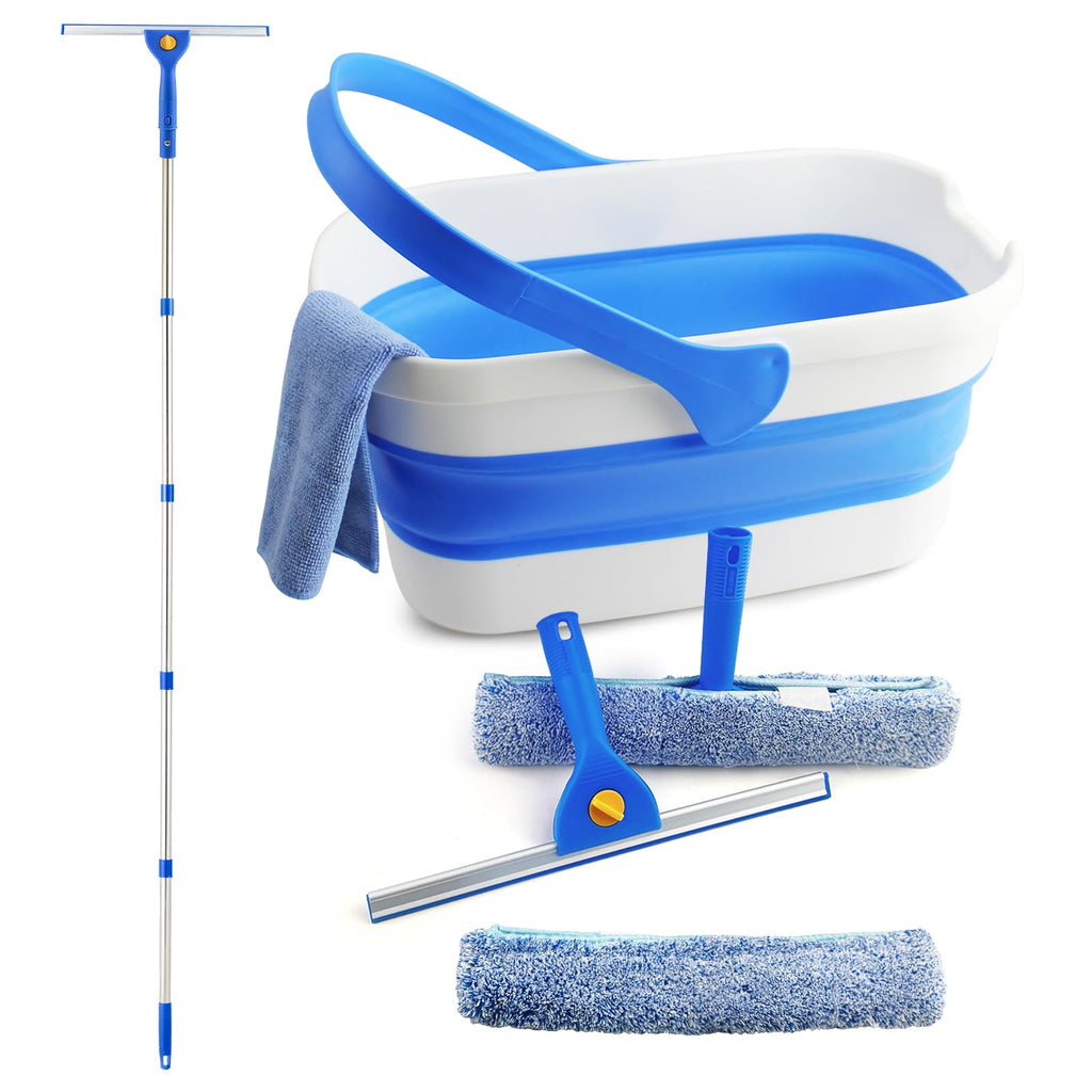 Window Cleaning Kit Collapsible Bucket Interchangeable Heads

