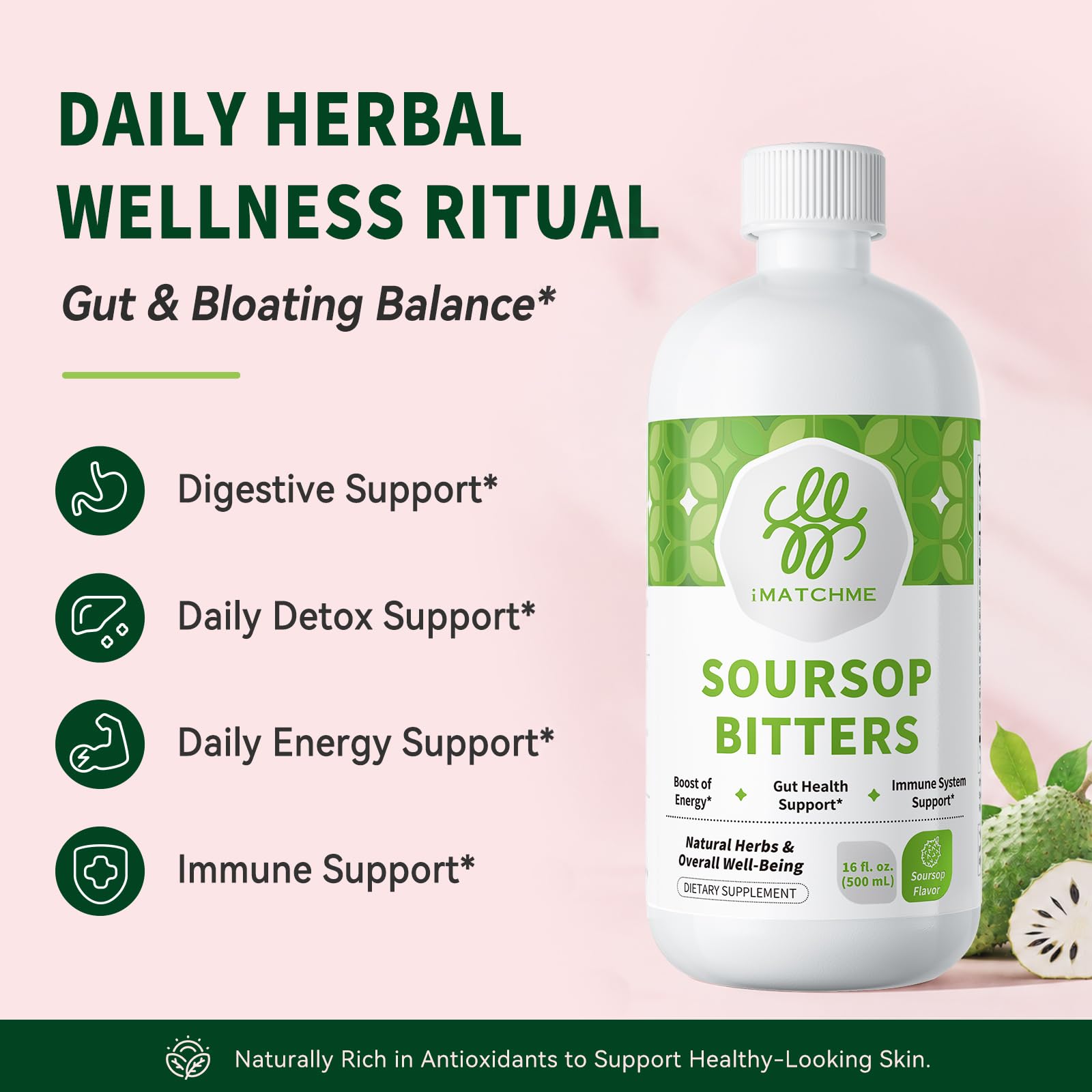 iMATCHME Soursop Bitters Liquid Digestive & Immune Support

