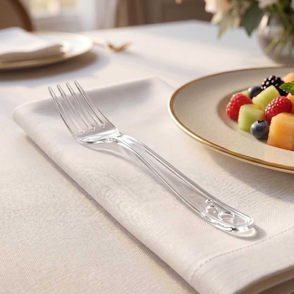 SACATR Heavy Duty Plastic Forks BPA-Free Disposable Cutlery


