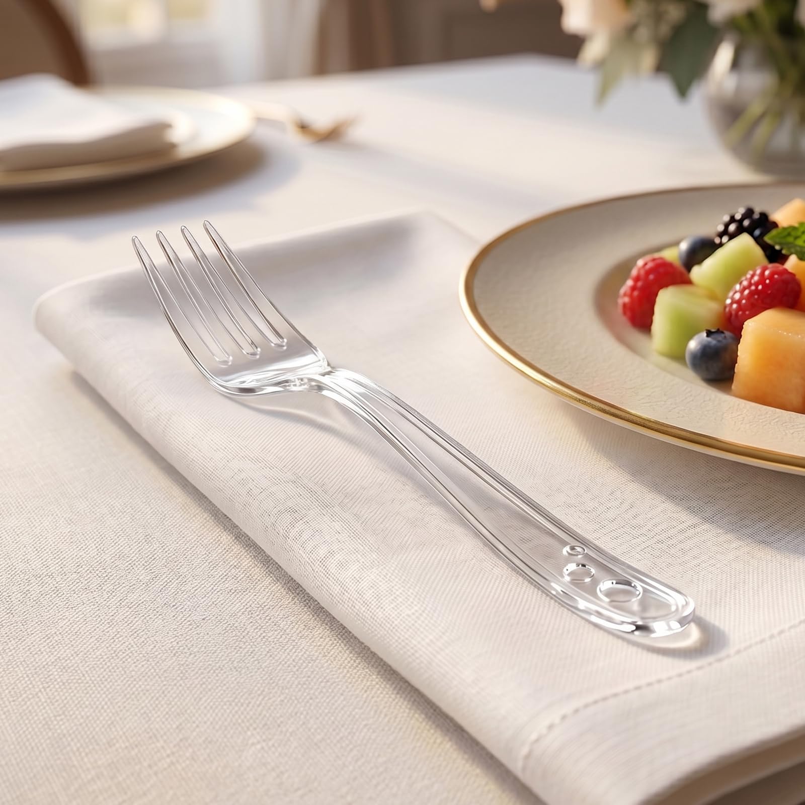 SACATR Heavy Duty Plastic Forks BPA-Free Disposable Cutlery


