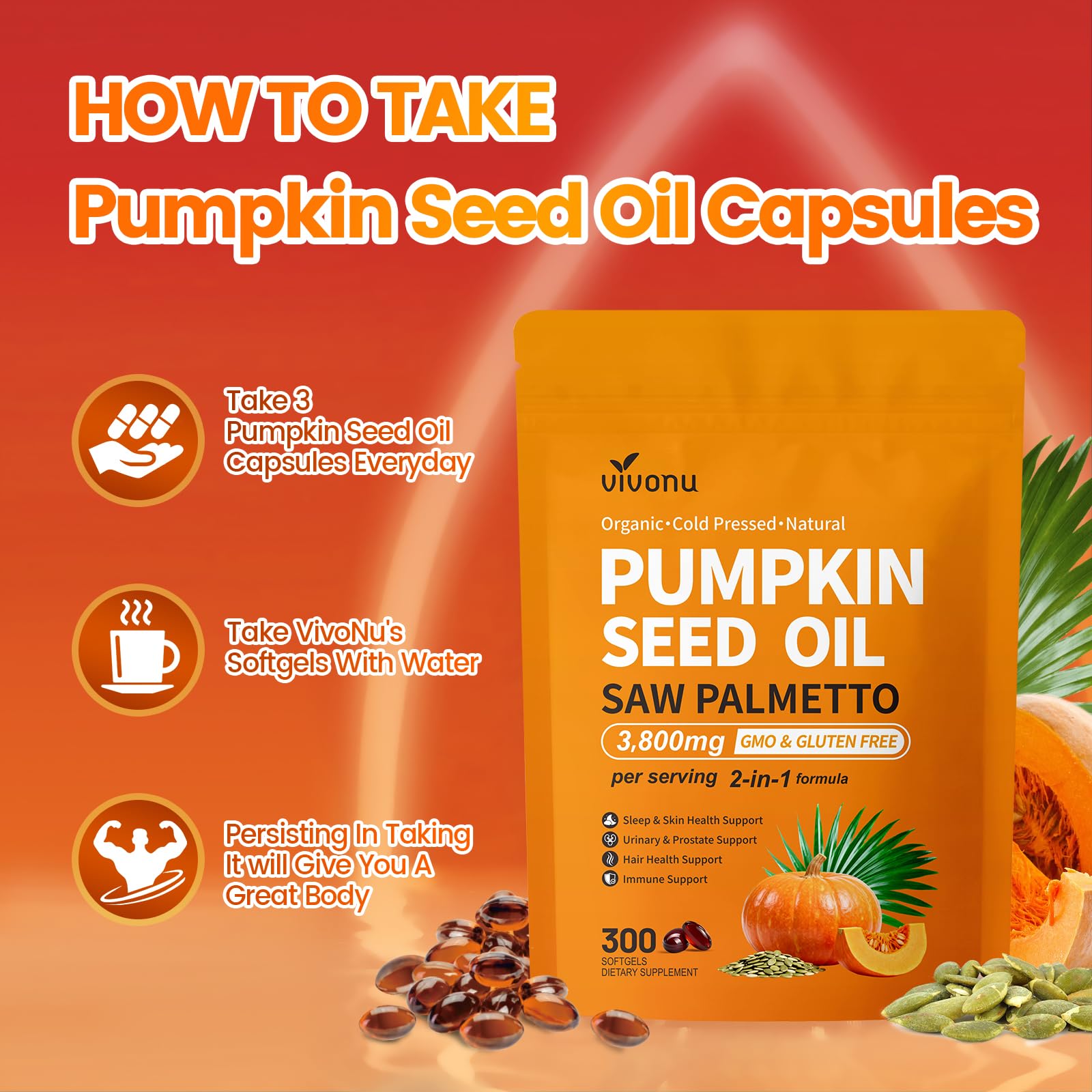 VivoNu Pumpkin Seed Oil with Saw Palmetto for Prostate

