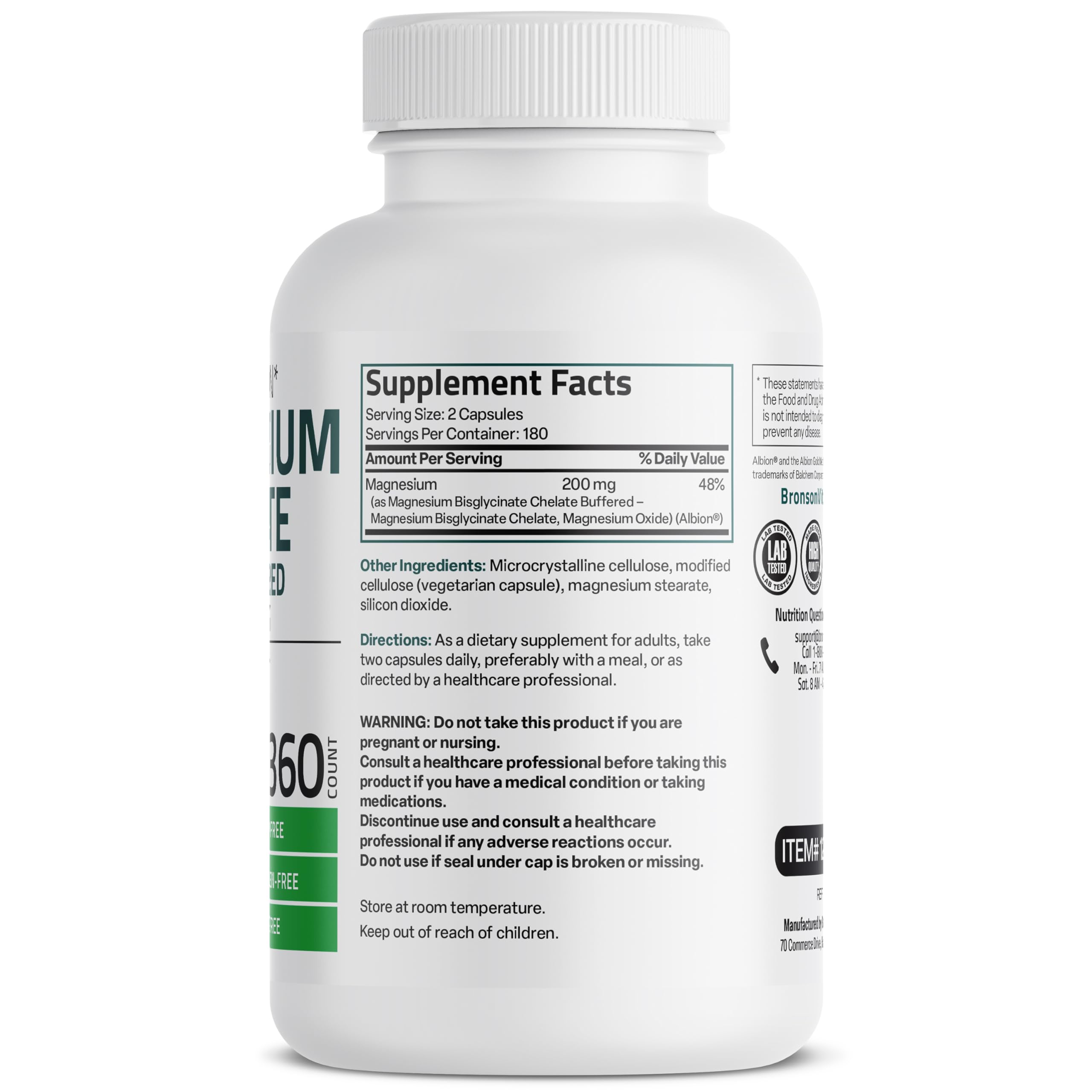Bronson Magnesium Glycinate Chelated Supplement

