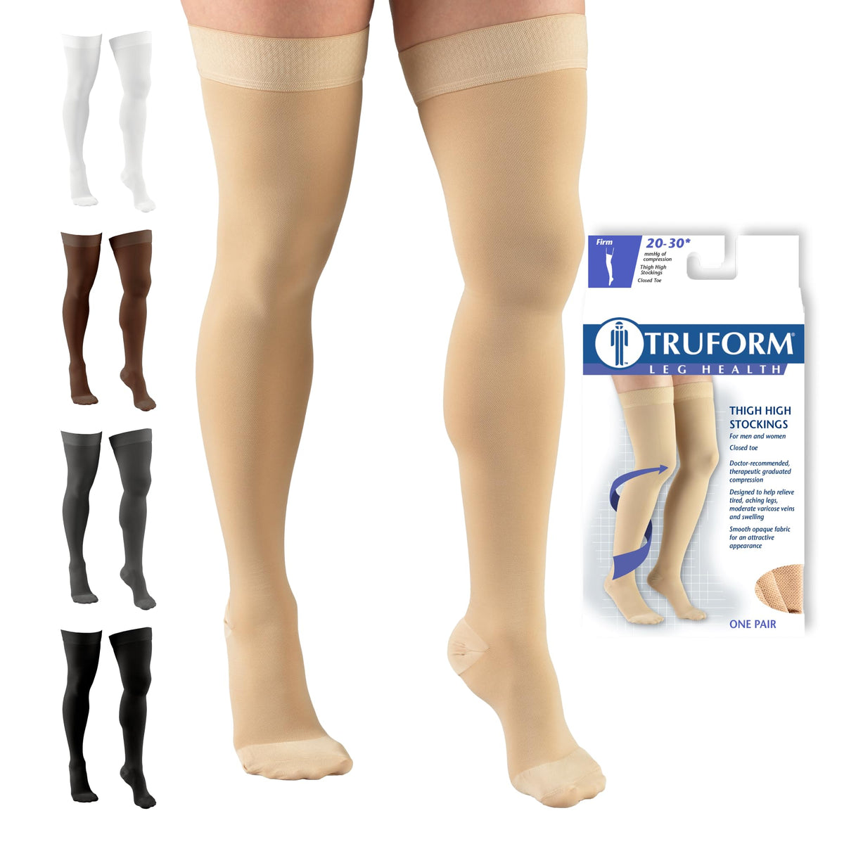 Truform 8868 Medical Support Hose - 20-30 mmHg Unisex Compression Stockings