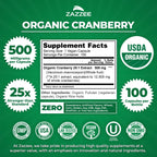 Zazzee USDA Organic Cranberry Extract 25:1, 500 mg Capsule

