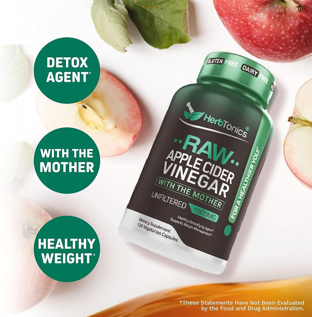 Apple Cider Vinegar Capsules Herbtonics 1500mg with Mother

