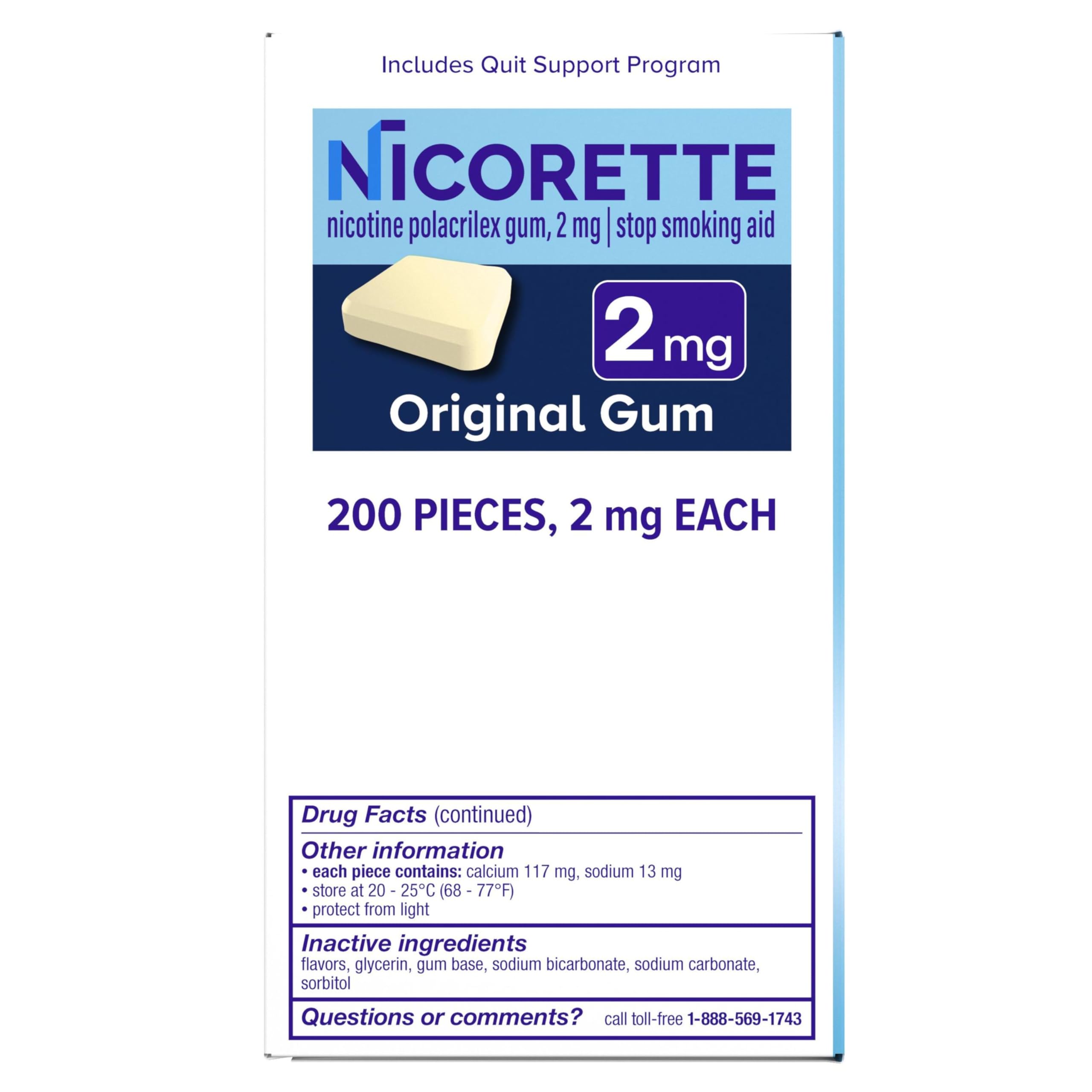 Nicorette Nicotine Gum Stop Smoking Aid 2 mg Original Flavor

