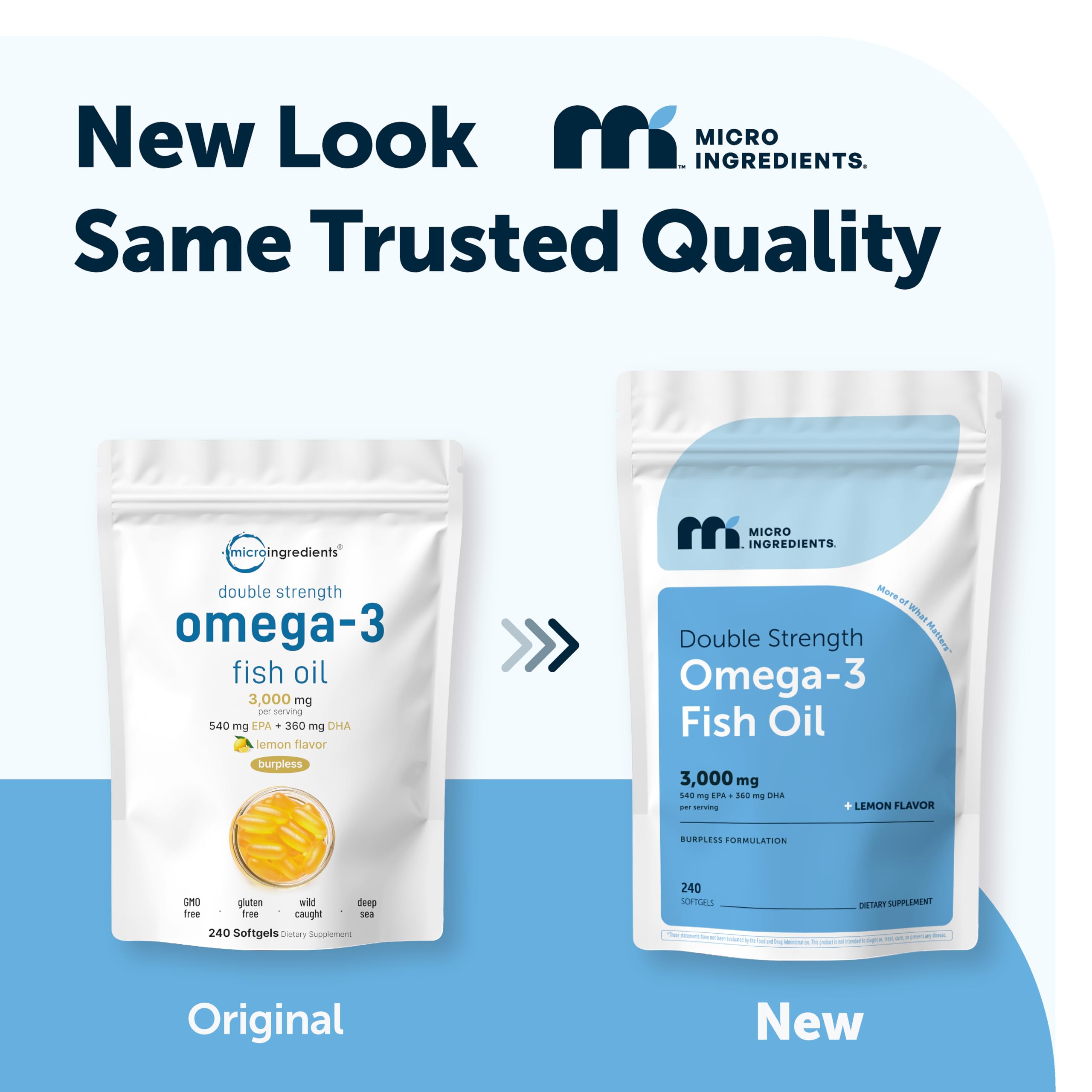 Micro Ingredients Omega-3 Fish Oil Softgels | EPA 540 DHA 360

