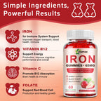 ZHPHK Iron Gummies – 65mg Iron with Folate, Gluten-Free

