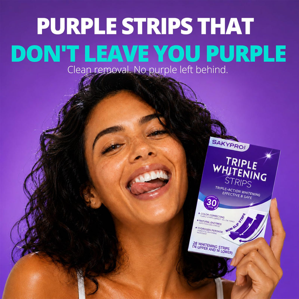 SAKYPRORAL Purple Teeth Whitening Strips - Enamel Safe

