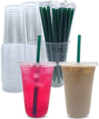 Aatriet Clear Cups with Lids Straws, Disposable Party Cups