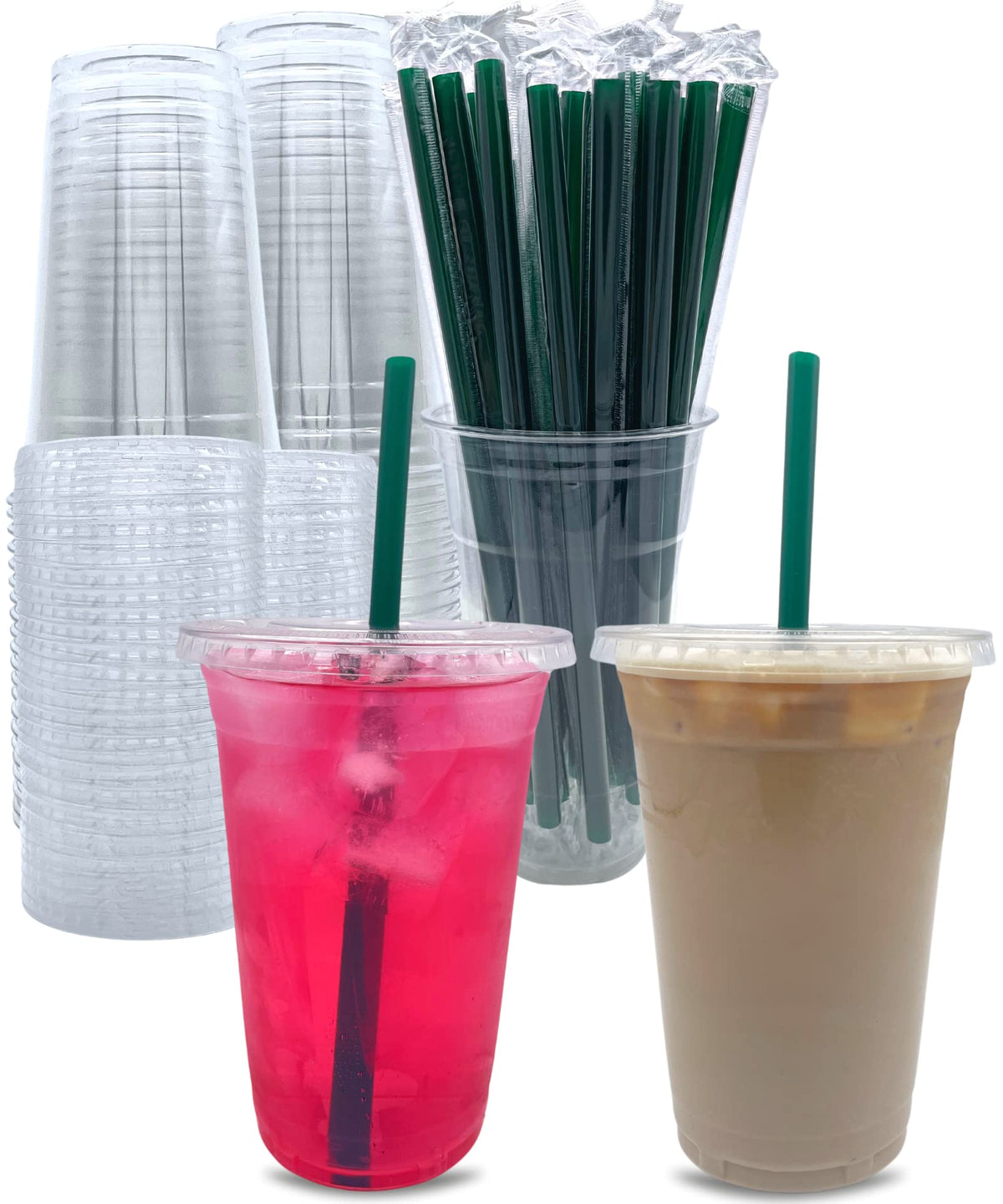 Aatriet Clear Cups with Lids Straws, Disposable Party Cups