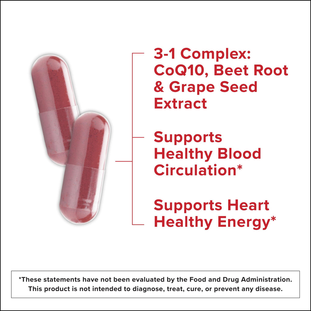 Qunol Beets 3-in-1 Blood Pressure Support CoQ10 & Grape Seed

