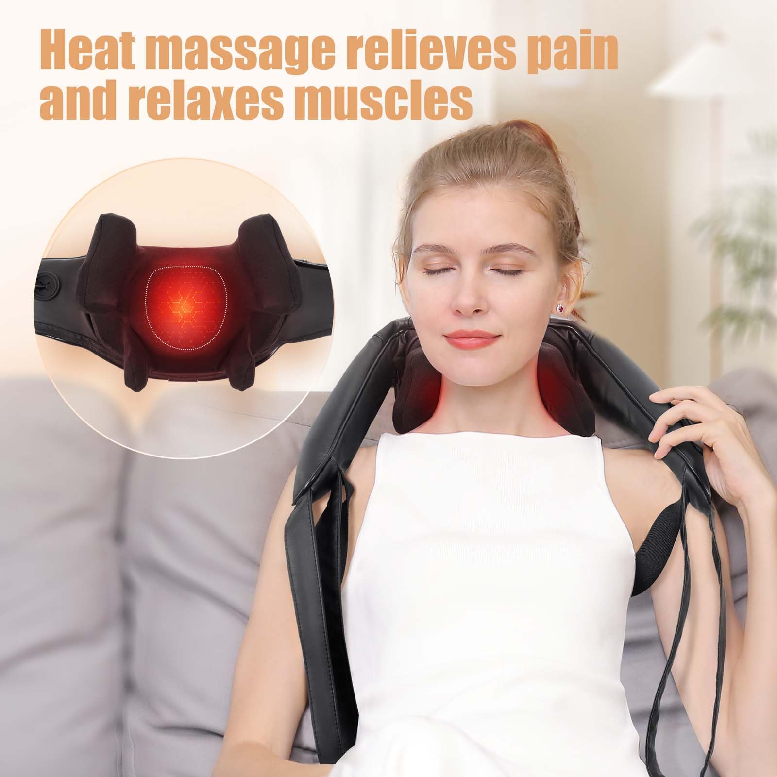 MASGRE Shiatsu Back & Neck Massager with Heat Cordless

