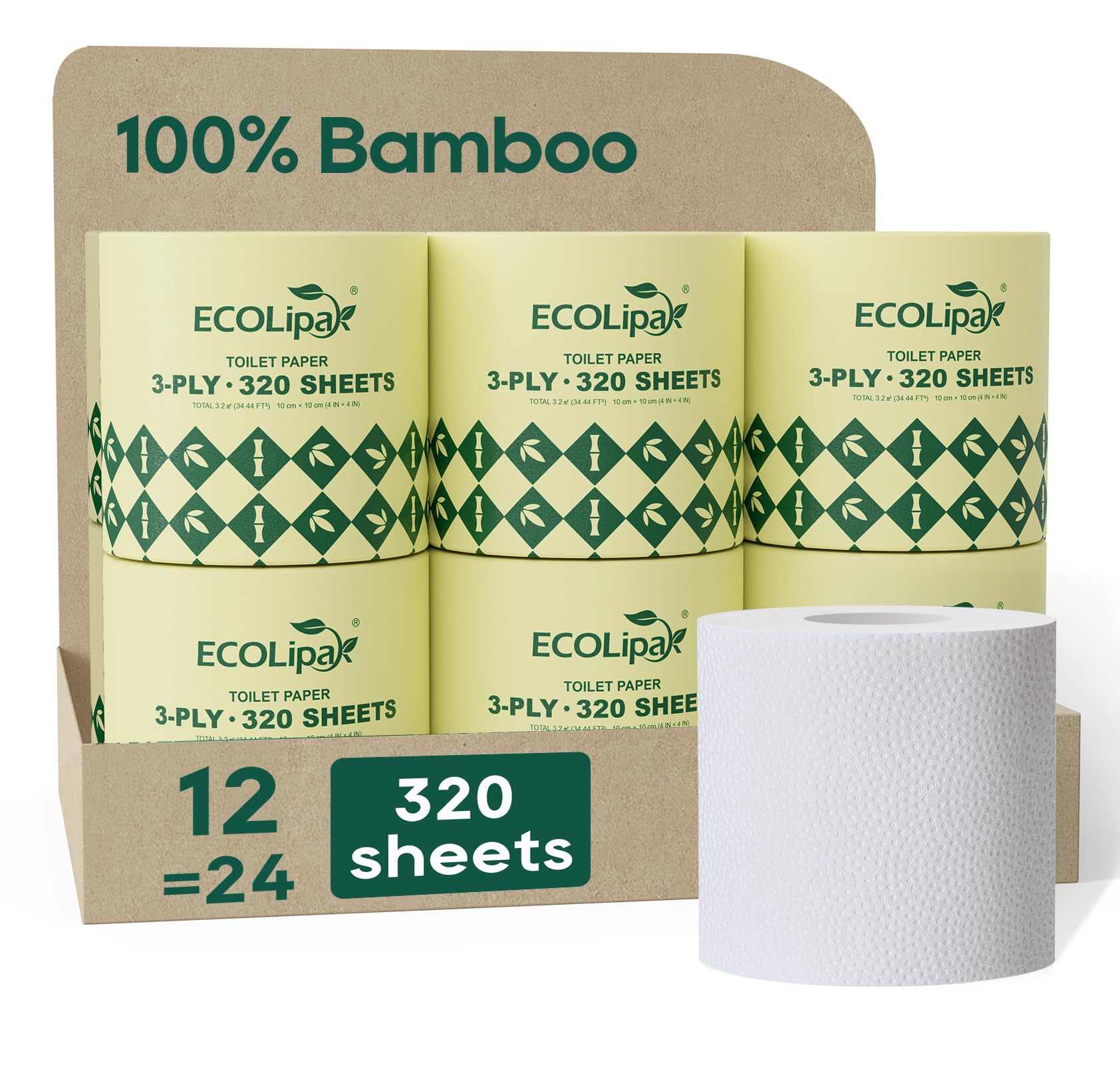 ECOLipak Bamboo Toilet Paper 3 Ply - Septic Safe

