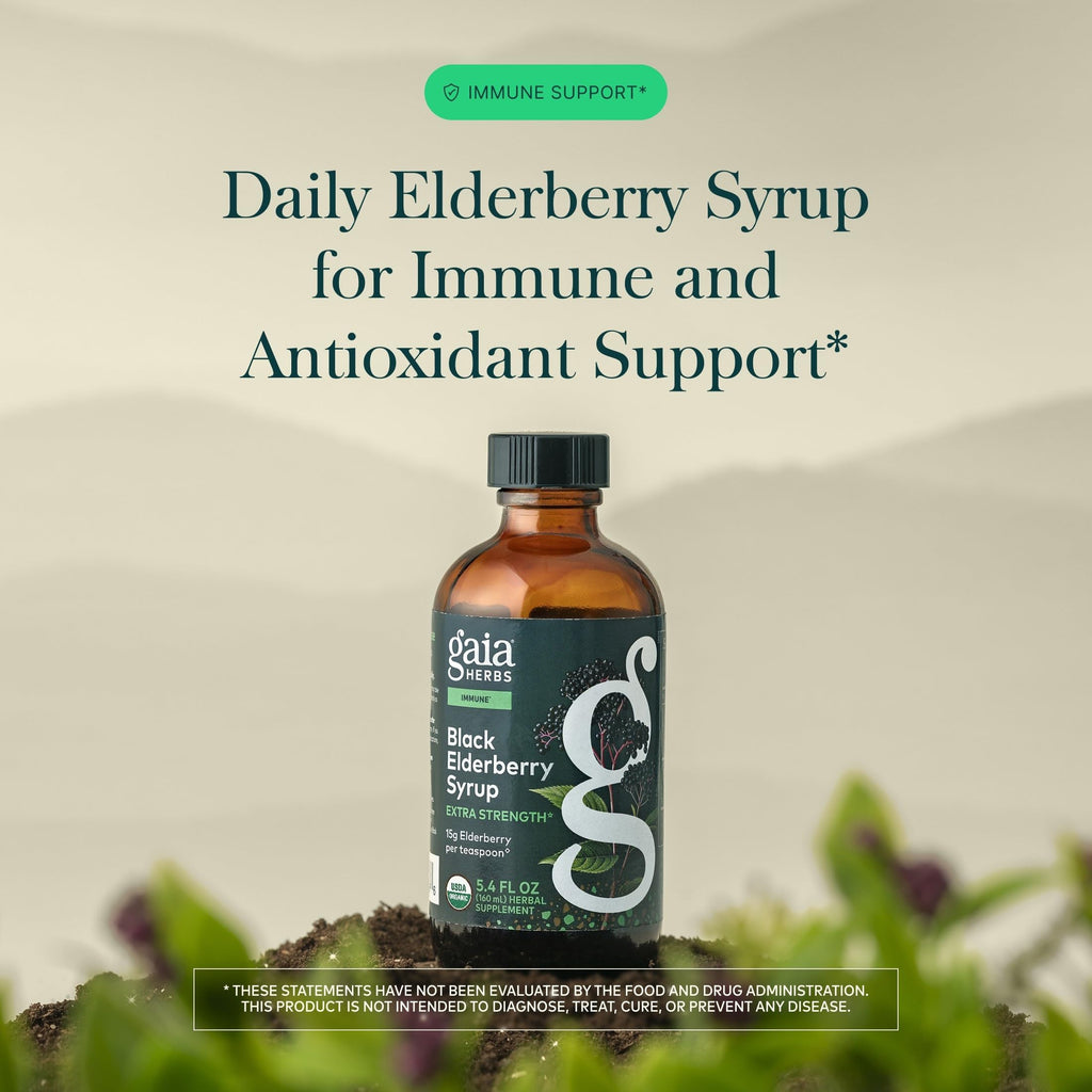 Gaia Herbs Black Elderberry Syrup for Immune Support

