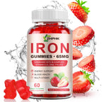 ZHPHK Iron Gummies – 65mg Iron with Folate, Gluten-Free

