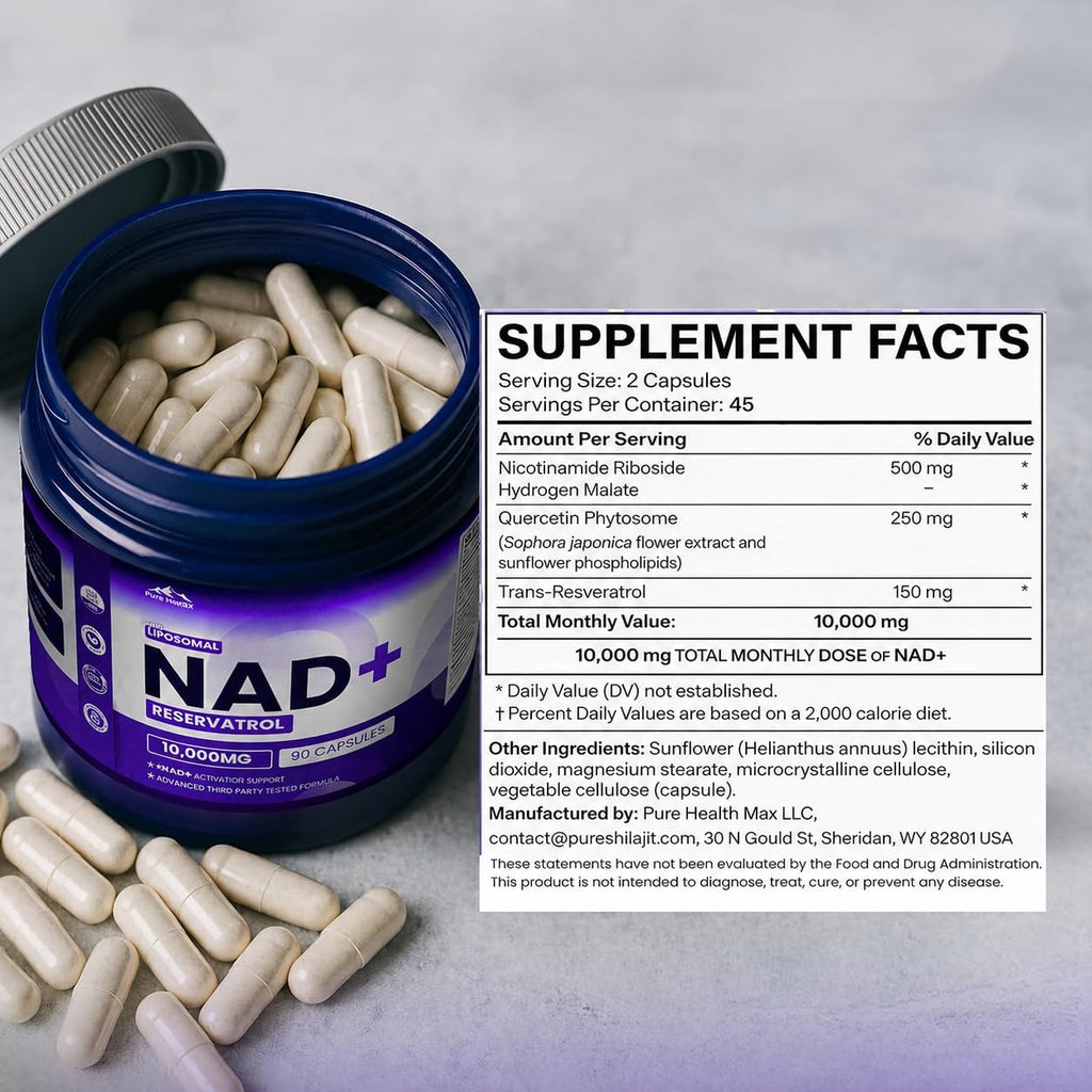 Pure Health NAD Resveratrol Liposomal Supplement | Energy

